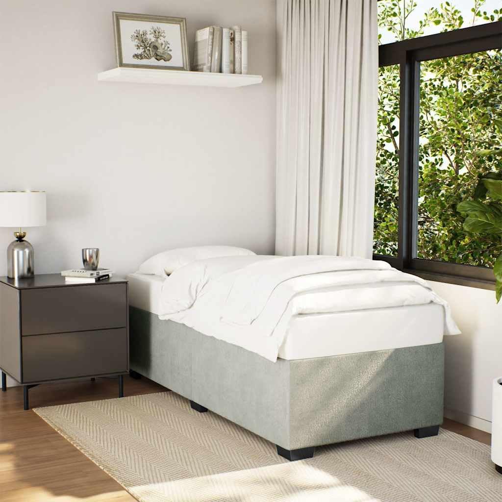 Light Grey Twin XL Velvet Bed Frame with Slatted Base, Modern Upholstered Platform Bed for Stylish Bedroom, Soft Velvet Fabric and Sturdy Wood Structure, Supports Twin XL