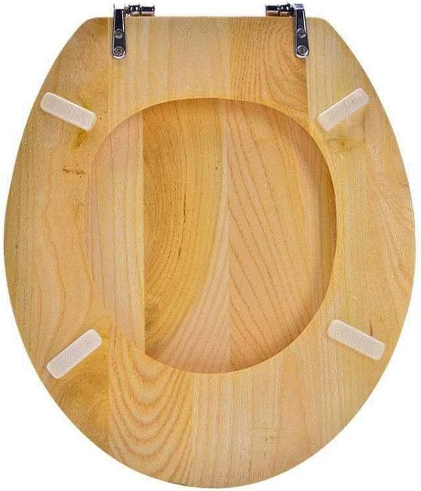 Solid Wood Toilet Seat Round with Adjustable Hinges Home Bathroom Accessory Decor Color