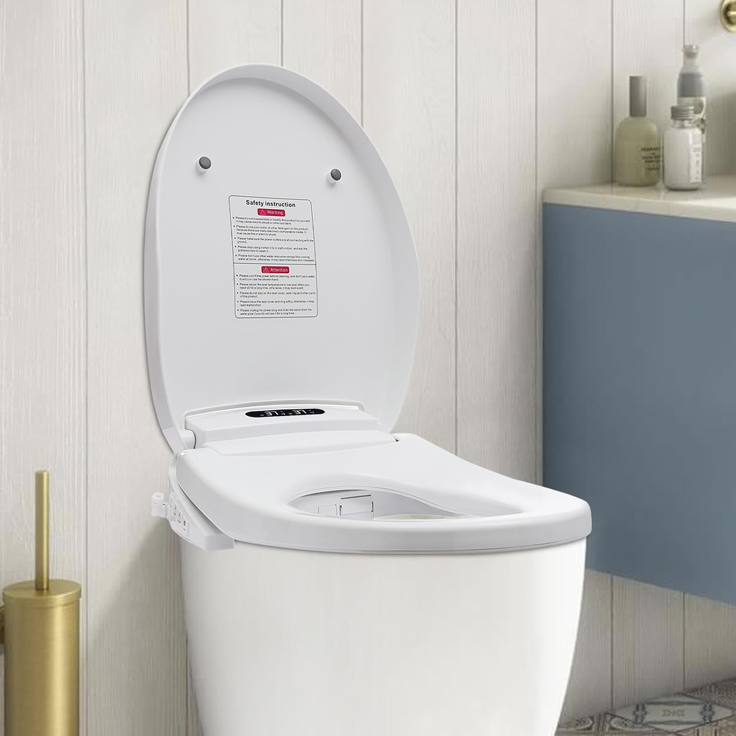 LOYALHEARTDY Smart Bidet Toilet Cover Seat, Intelligent Toilet Cover Seats with Remote Control, Heated Seat & Warm Air Dryer, Self-Cleaning Nozzle, Easy Installation for Elongated & Standard Toilets