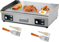 29 inch Stainless Steel Electric Griddle, 3000W Non-Stick Commercial Flat Top Grill with 2 Shovels and 2 Brushes, 122℉-572℉ Temperature Adjustable, Countertop Teppanyaki Grill for Indoor Outdoor
