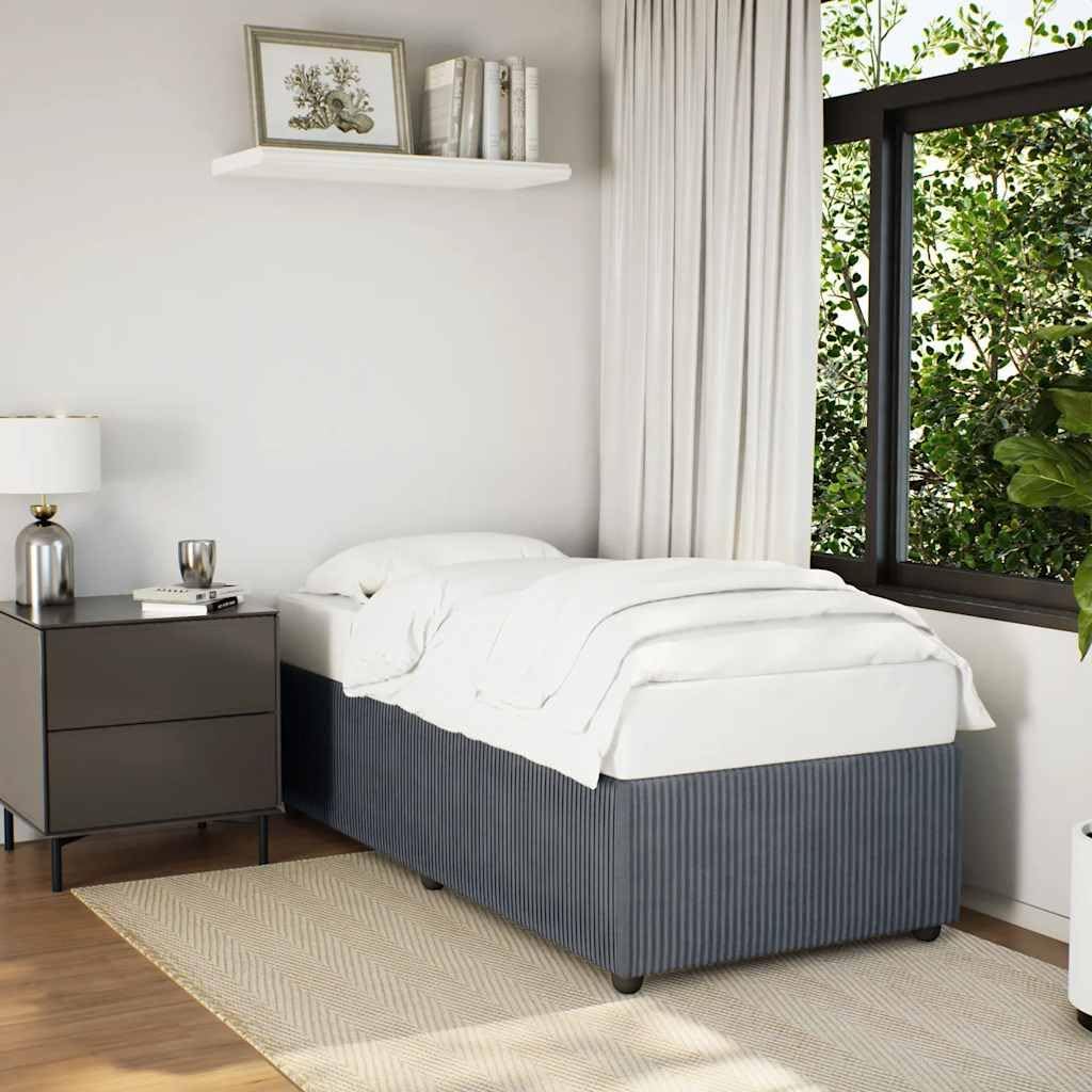 Dark Gray Velvet Twin Bed Frame with Plywood and Engineered Wood Construction, Modern Upholstered Platform Bed for Minimalist Bedrooms, Breathable Fabric and Sturdy Design