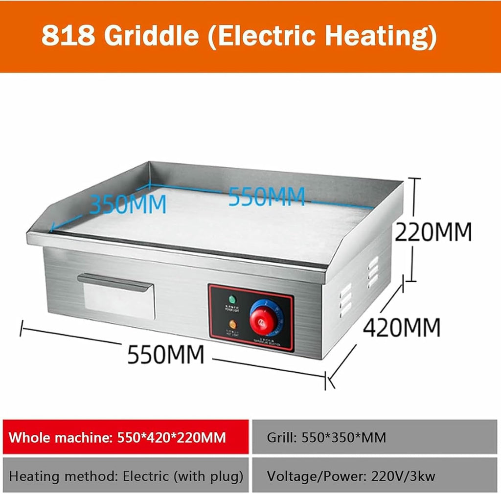 Commercial Griddle 21' Commercial Electric Griddle 3000W Non-Stick Countertop Flat Top Griddle Hot Plate BBQ,