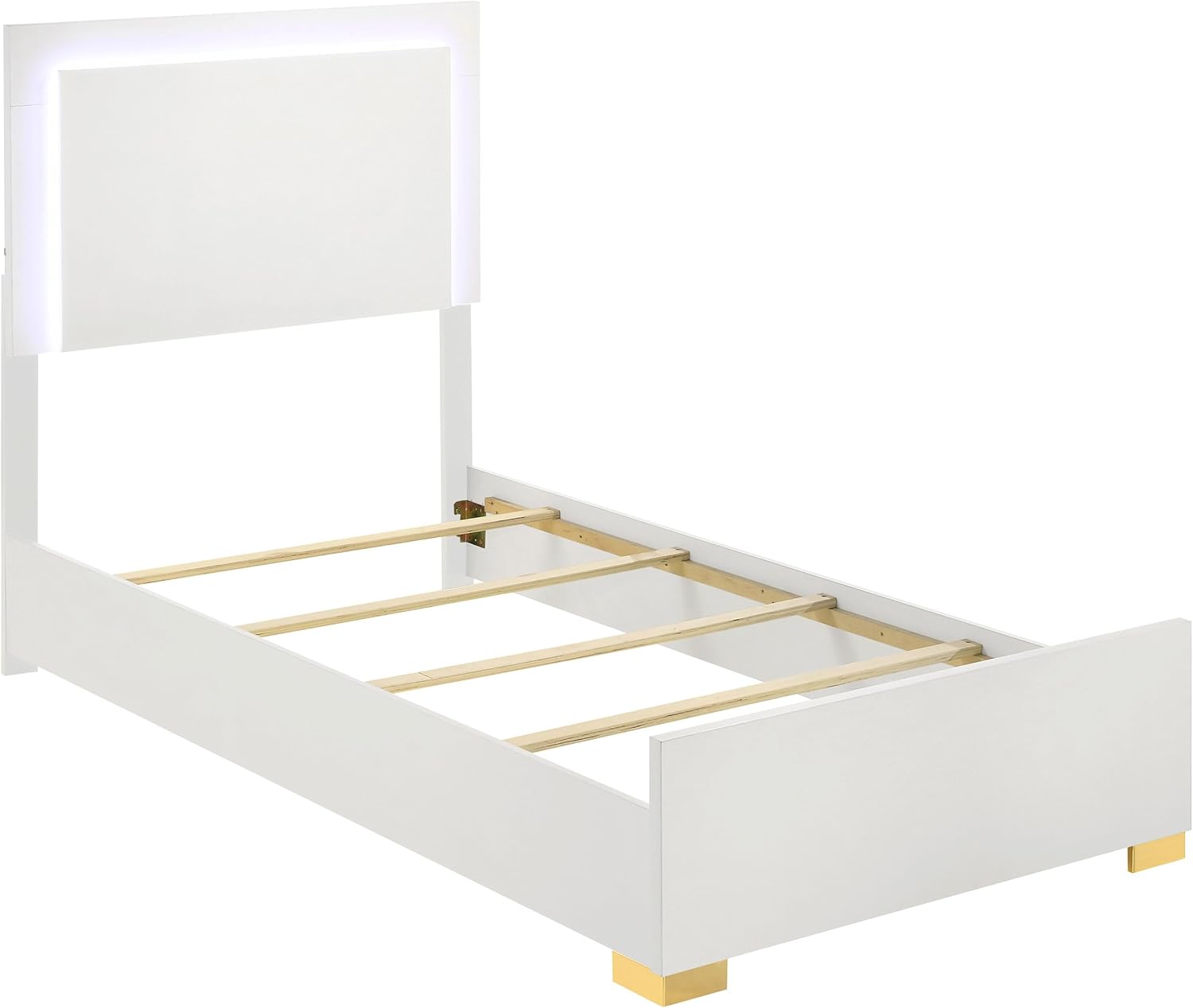 Coaster Home Furnishings Marceline Contemporary 5-Piece Bedroom Set Twin Size LED Panel Bed Frame 51-inch Headboard White 222931T-S5
