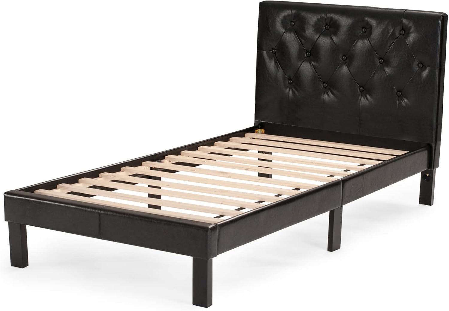 Poundex PDEX-F9415T PU Upholstered Platform Bed, Twin, Black