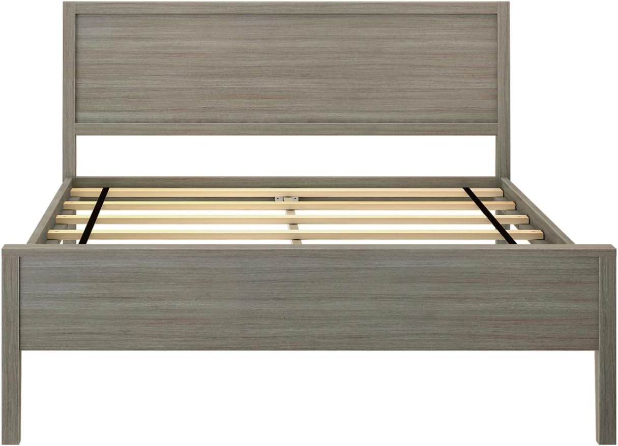 Max & Lily Full Bed, Solid Wood Full Bed Frame with Panel Headboard, Kids Full Bed with Wood Slat Support, No Box Spring Needed, Clay