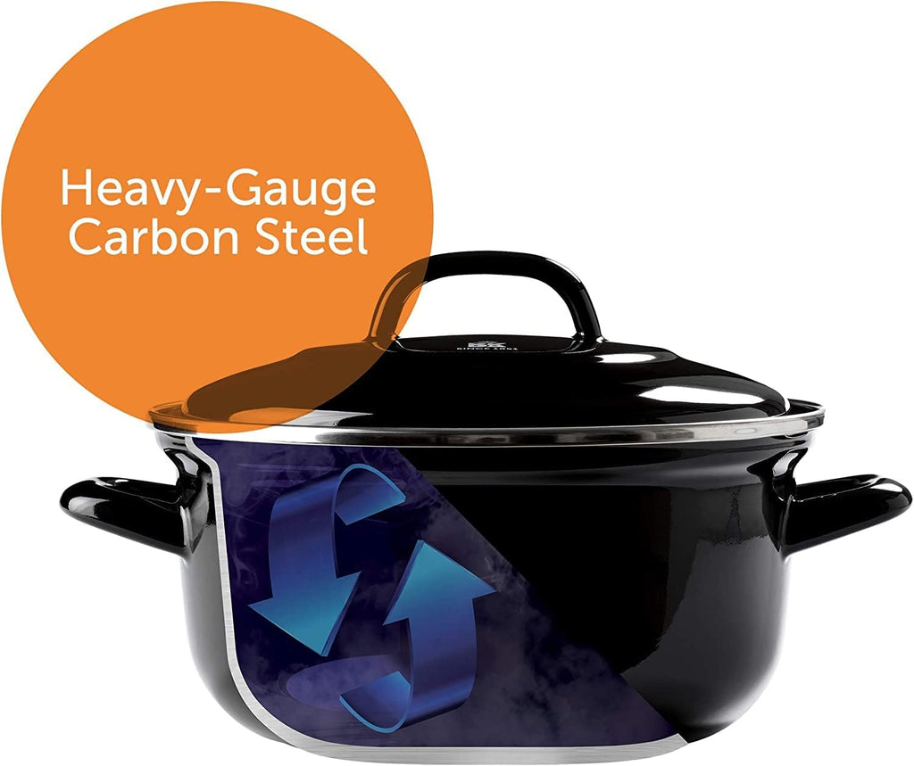 BK Indigo Dutch Heritage Round German Enamelled Casserole with Lid with PFAS-Free Ceramic Non-Stick Coating, 22 cm/3.3 Litre, Induction, Dishwasher Safe, Oven Safe, Black