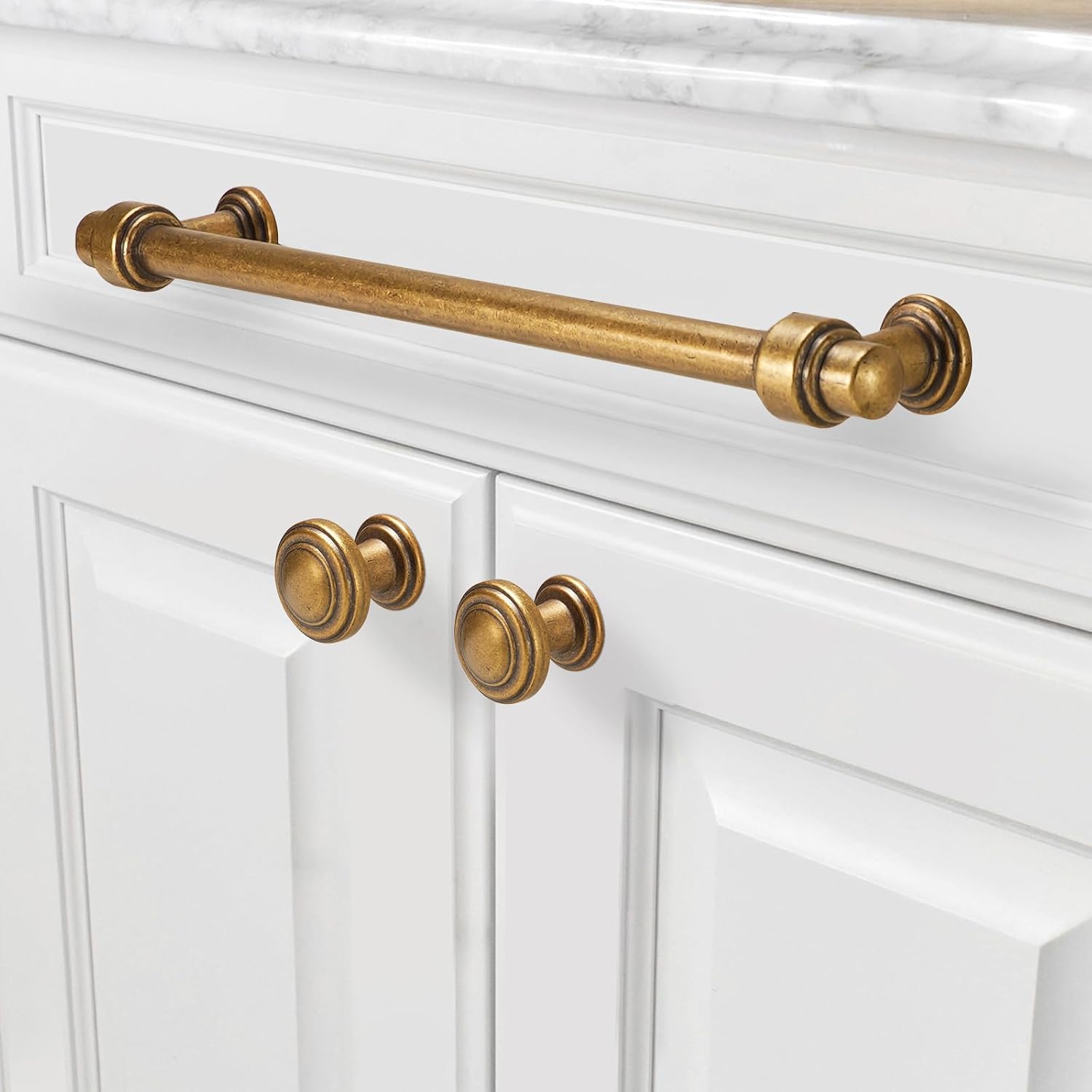 10 Pack 12-3/5 inch(320mm) Antique Brass Kitchen Cabinet Handles Cabinet Pulls Vintage Drawer Pulls Aged Gold Bronze Cabinet Hardware Kitchen Handles