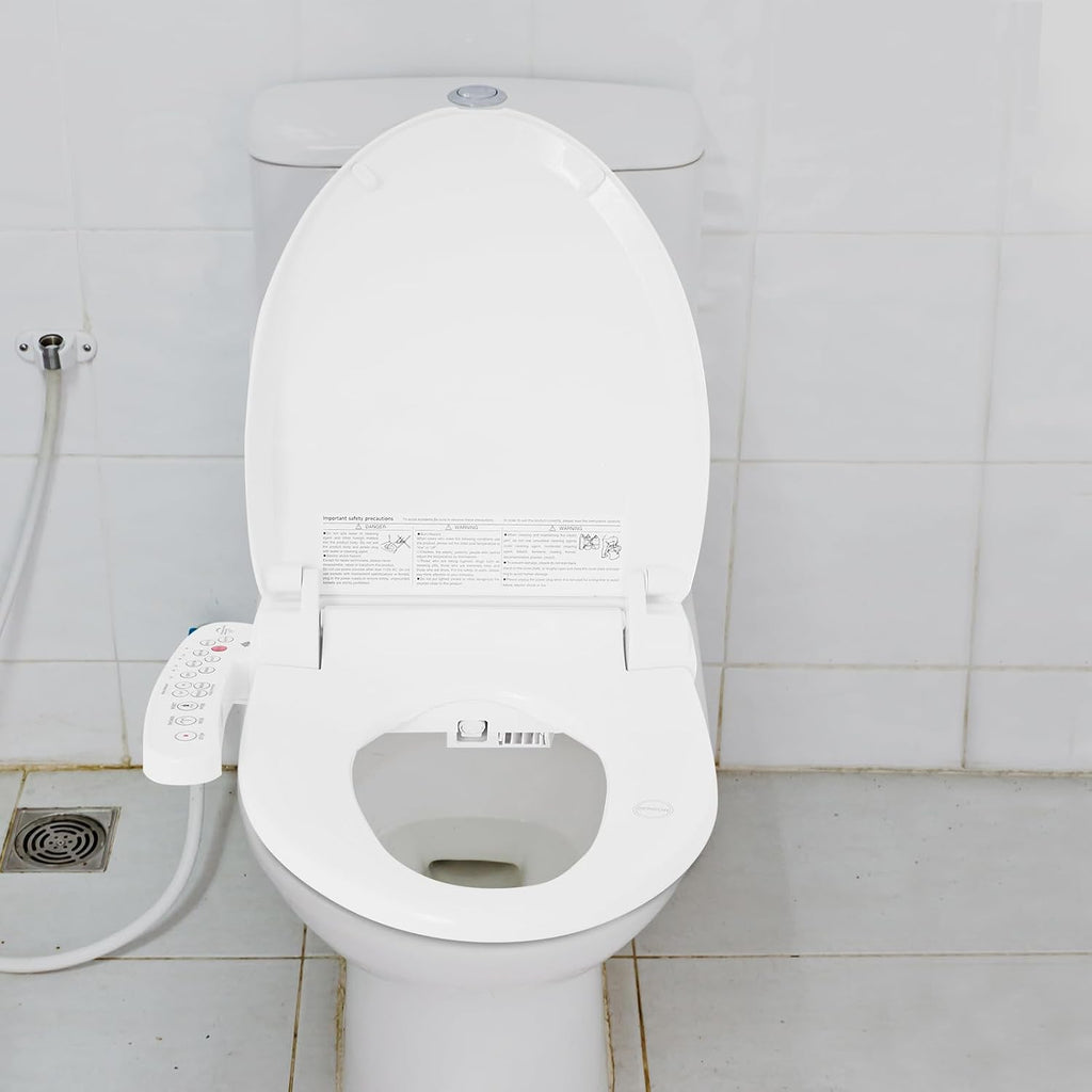 Toilet Seats, Bidet Toilet Seat Elongated, Smart Heated Water Luxury, Electronic Heated Bidet Toilet Seat with Long Power Cord, Smart Touch Panel, Nightlight, Temperature Controlled Wash