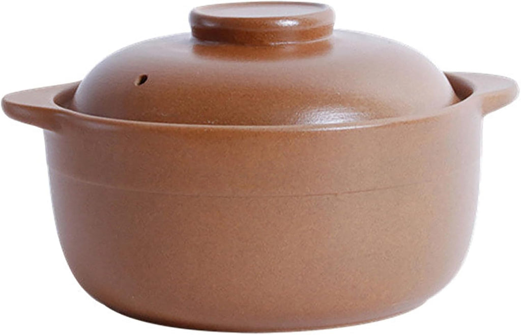 Cookware Kitchen Stew Pot Round Ceramic Casserole for Soup and Stews, Clay Cooking Pot with Lid and Dual Handles, Uniform Heating Household Braiser Pan,4L