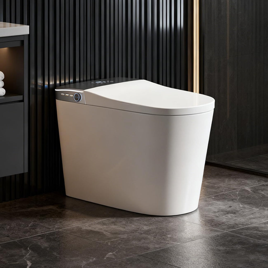 Smart Toilet with Bidet Built in,Bidet Toilet with Elongated Heated Seat,Foot Sensor,Auto Flush,Sprayer and Dryer,One Piece Tankless Toilets for Bathroom(ST016-WBKD)