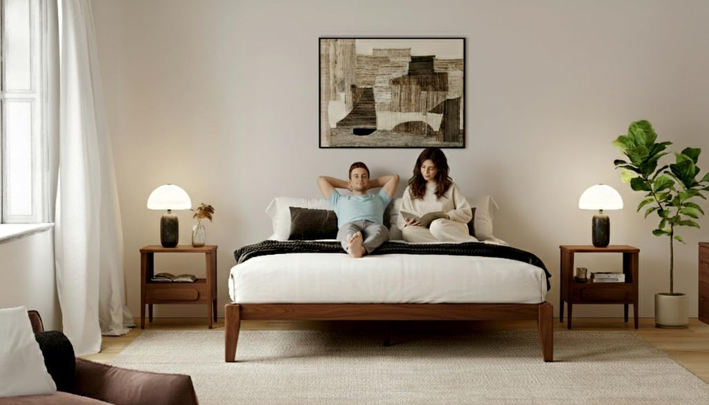 Thor Premium Solid Wood Bed Frame Full, Japanese Joinery Bed Frame with Wood Slat Support, Platform Bed, No Box Spring Needed, Easy Assembly, Minimalist & Modern Style (Walnut)