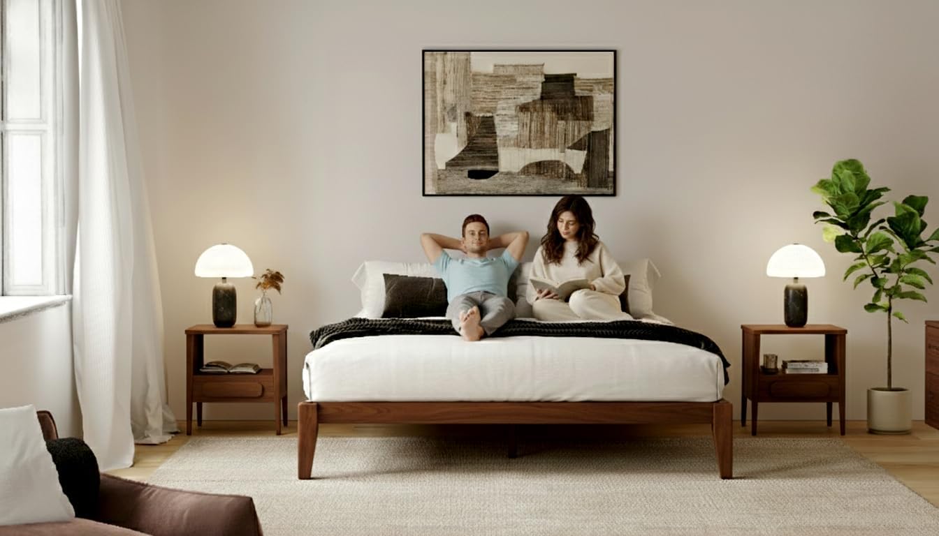 Thor Premium Solid Wood Bed Frame Full, Japanese Joinery Bed Frame with Wood Slat Support, Platform Bed, No Box Spring Needed, Easy Assembly, Minimalist & Modern Style (Walnut)