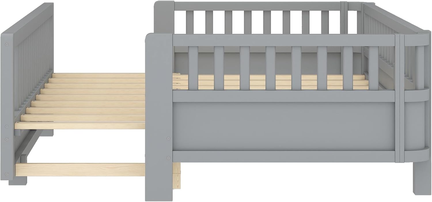 Bellemave Queen Floor Bed or Twin XL Montessori Floor beds for Kids, Twin XL Can Be Converted into a Queen Platform Bed, Gray