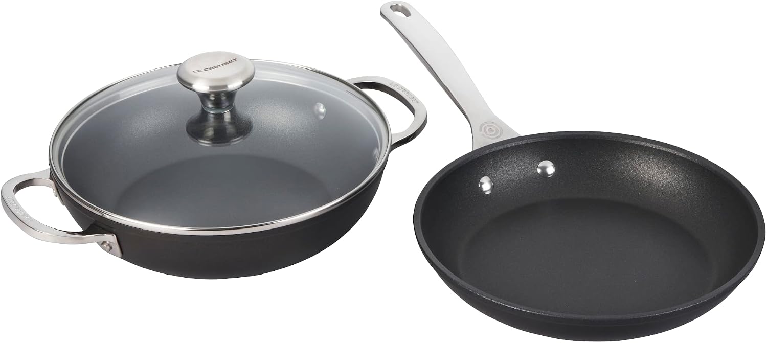 Le Creuset Toughened Nonstick Pro Cookware Set, 3pc. (9.5' Fry Pan & 2.5 qt. Braiser W/Glass Lid)