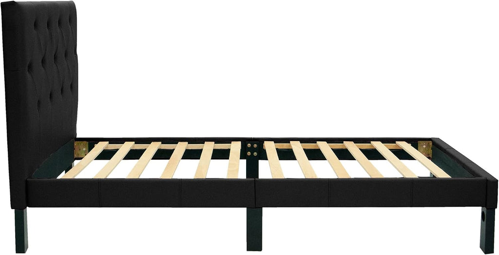 Poundex PDEX-F9415T PU Upholstered Platform Bed, Twin, Black