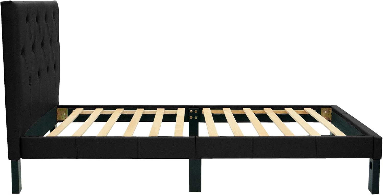 Poundex PDEX-F9415T PU Upholstered Platform Bed, Twin, Black