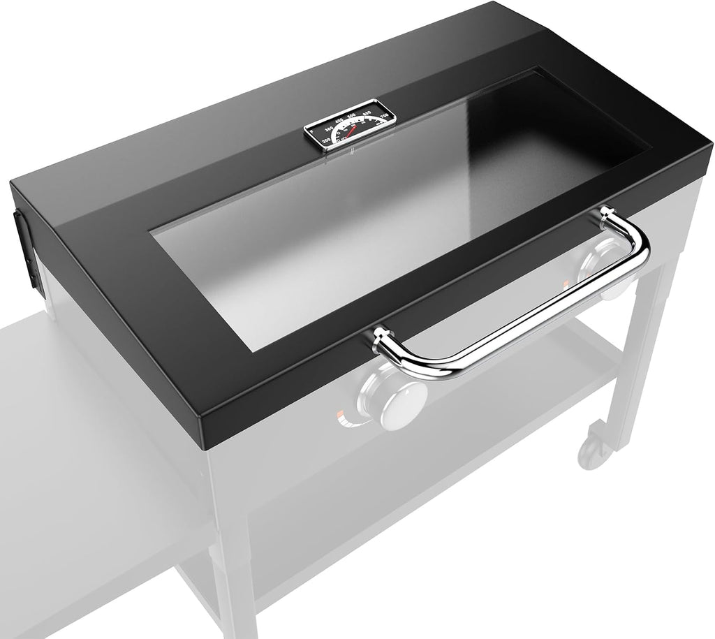 Upgraded Clear View Griddle Lid for Blackstone 28 Inch 1605 1839 1517 1853 1885 1856 Gas Griddle, Glass Hinged Griddle Lid Replacement Parts for 28' Blackstone 5003N Cover Accessories with Handle