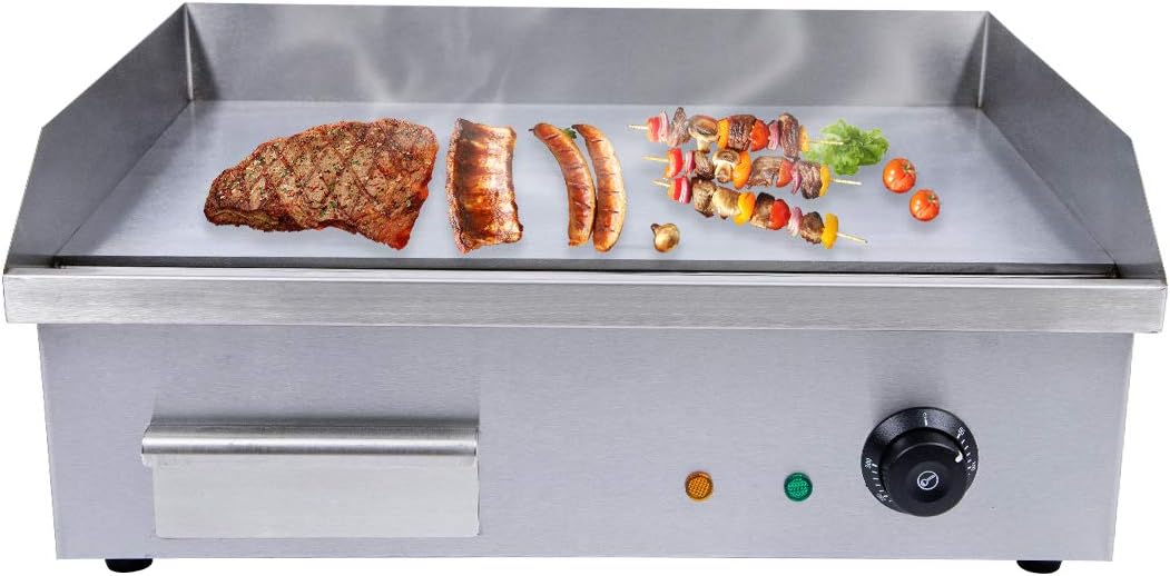 3000W Commercial Electric Griddle Flat Top Grill BBQ Restaurant Kitchen Teppanyaki Griddle, Commercial Table Top Griddle Electric Countertop Griddle Grill Hot Plate 122-572℉ Temperature Control