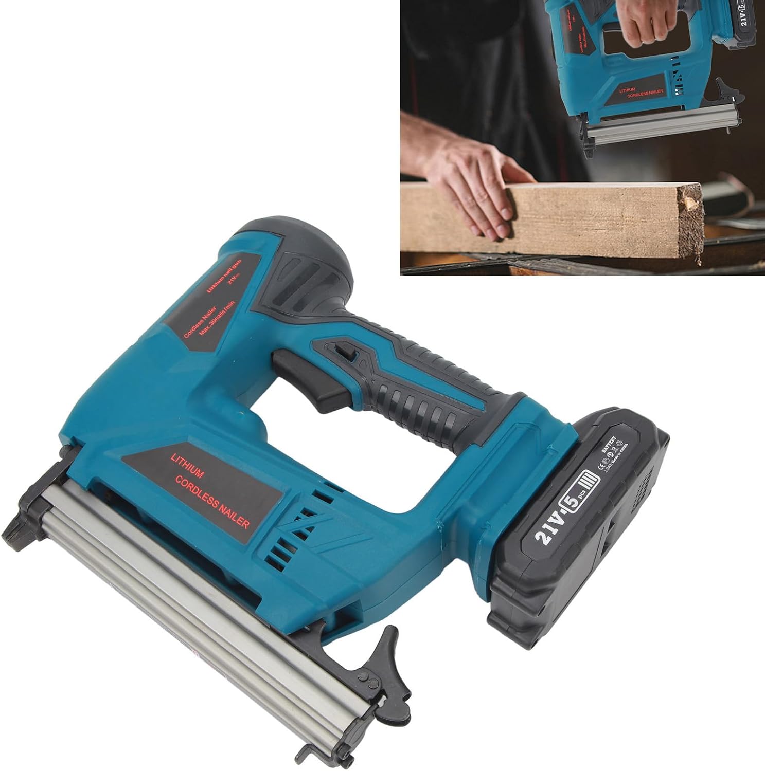 Electric Nail Powerful Lithium Battery 100 Nail Capacity Premium Materials for Wood Inlays with Humanized Design for Woodworking Tasks Electrical Panels (US Plug 100‑220V)