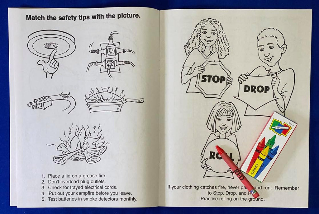 ZOCO – Fire Safety for Kids – Custom Promotional Firefighter Coloring Books (250 Bulk Pack, with Crayons) – Fire Prevention Week Items – Add Your Imprint to the Front Cover