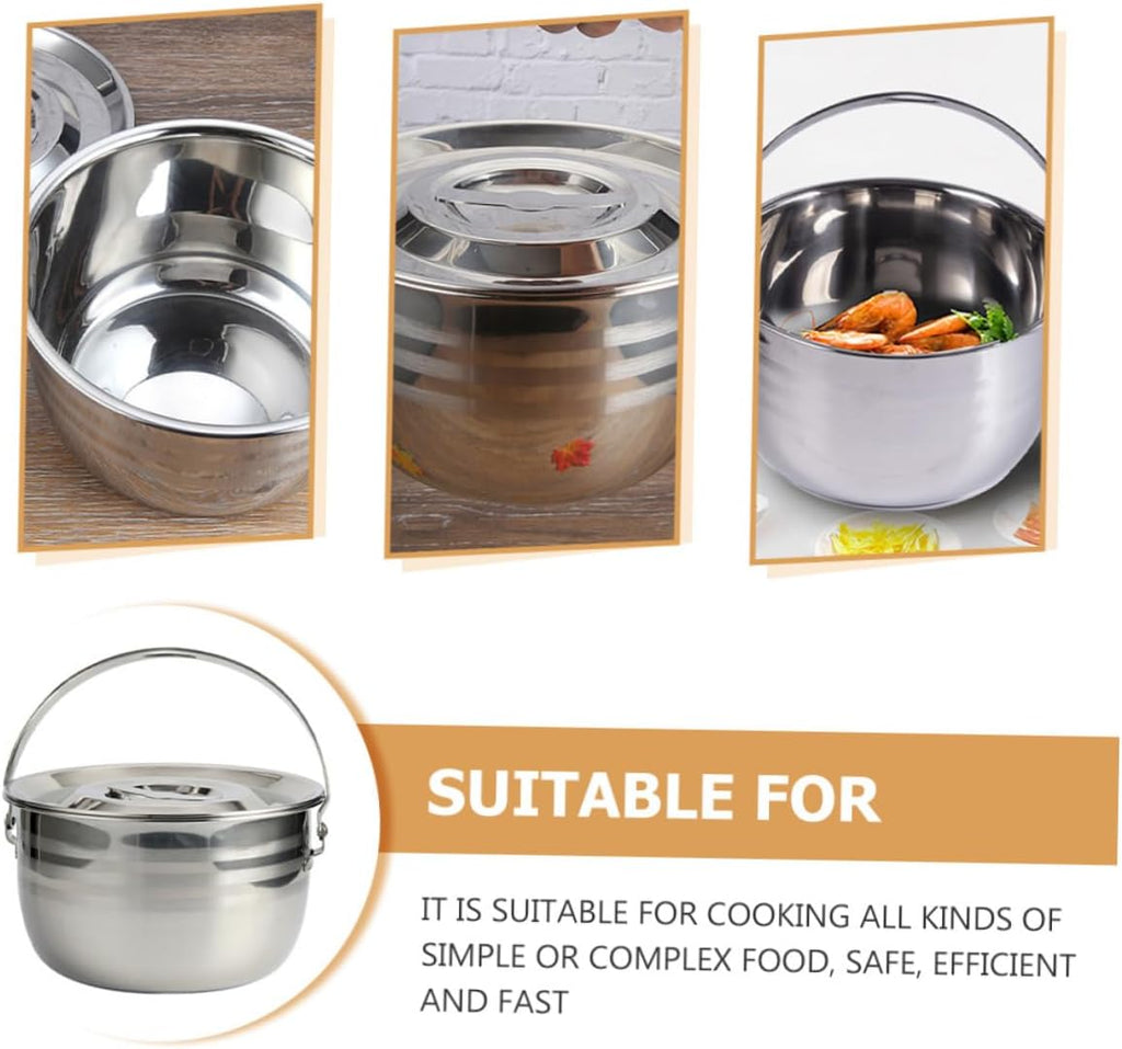 Camping Pot Blue Stove Top Kettle Stock Pot with Cover Stew Pot Skillet with Lid Braiser Pan with Lid Camping Cooking Supply Outdoor Hanging Basin Child Stainless St Pot