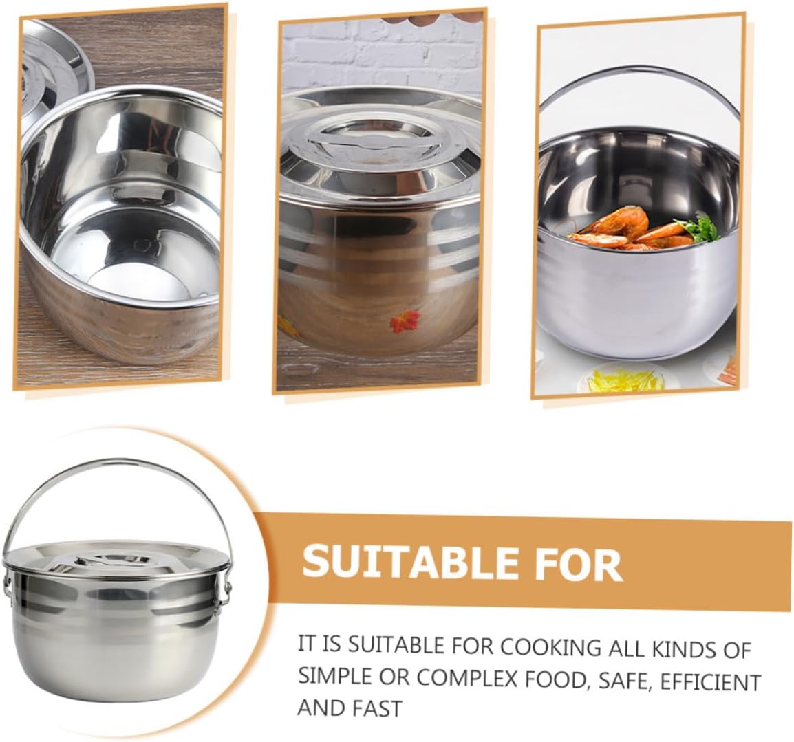 Camping Pot Blue Stove Top Kettle Stock Pot with Cover Stew Pot Skillet with Lid Braiser Pan with Lid Camping Cooking Supply Outdoor Hanging Basin Child Stainless St Pot