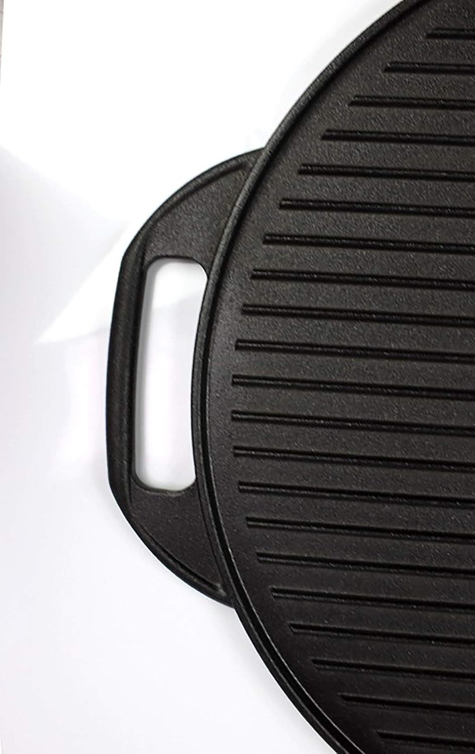 Cast Iron Double-Sided Baking Pan Grid Cast Iron Grill And Griddle Combo. Reversible 41CM Grill/Griddle Pan With Easy-Grip Handles