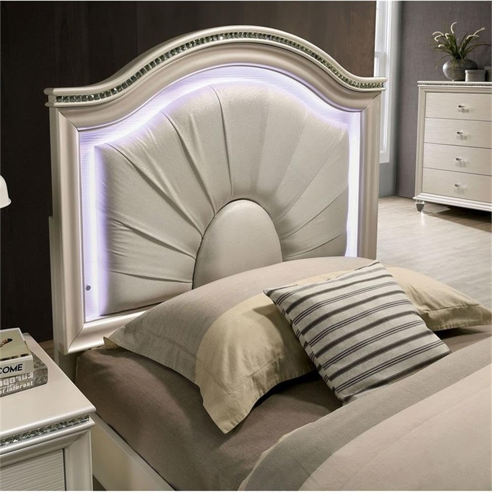 Furniture of America FOA Devado Contemporary 3-Piece White Wood Bedroom Set - Twin + 2 Nightstands