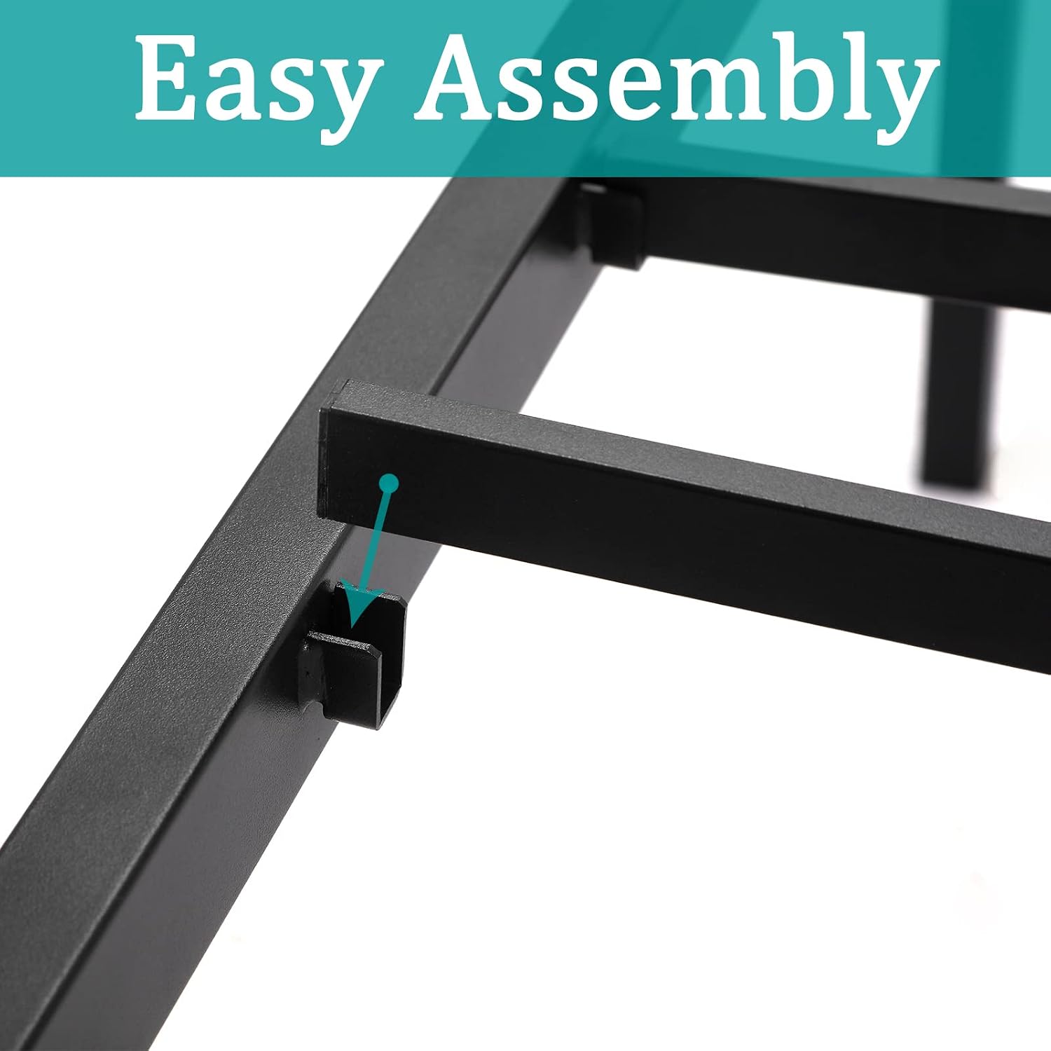 King Bed Frame and Headboard Holes with Storage No Box Spring Needed Black Metal Platform Heavy Duty Bed Frames Support up to 3500 Lbs Noise Free Easy Assembly Non-Slip Design 14 Inch