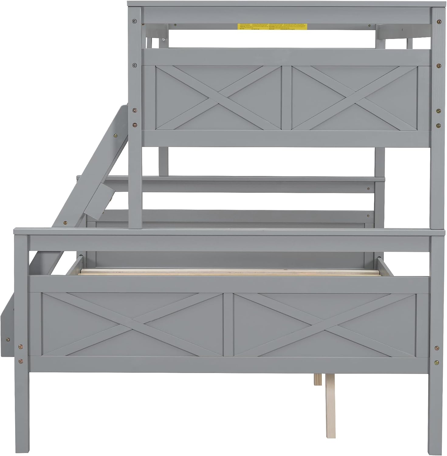 Merax Wood Bunk Bed,Twin Over Full Bunk Beds with Ladder,Safety Guardrail,Can be Separated into 2 Platform Beds,Perfect for Bedroom Kids Adults,Gray