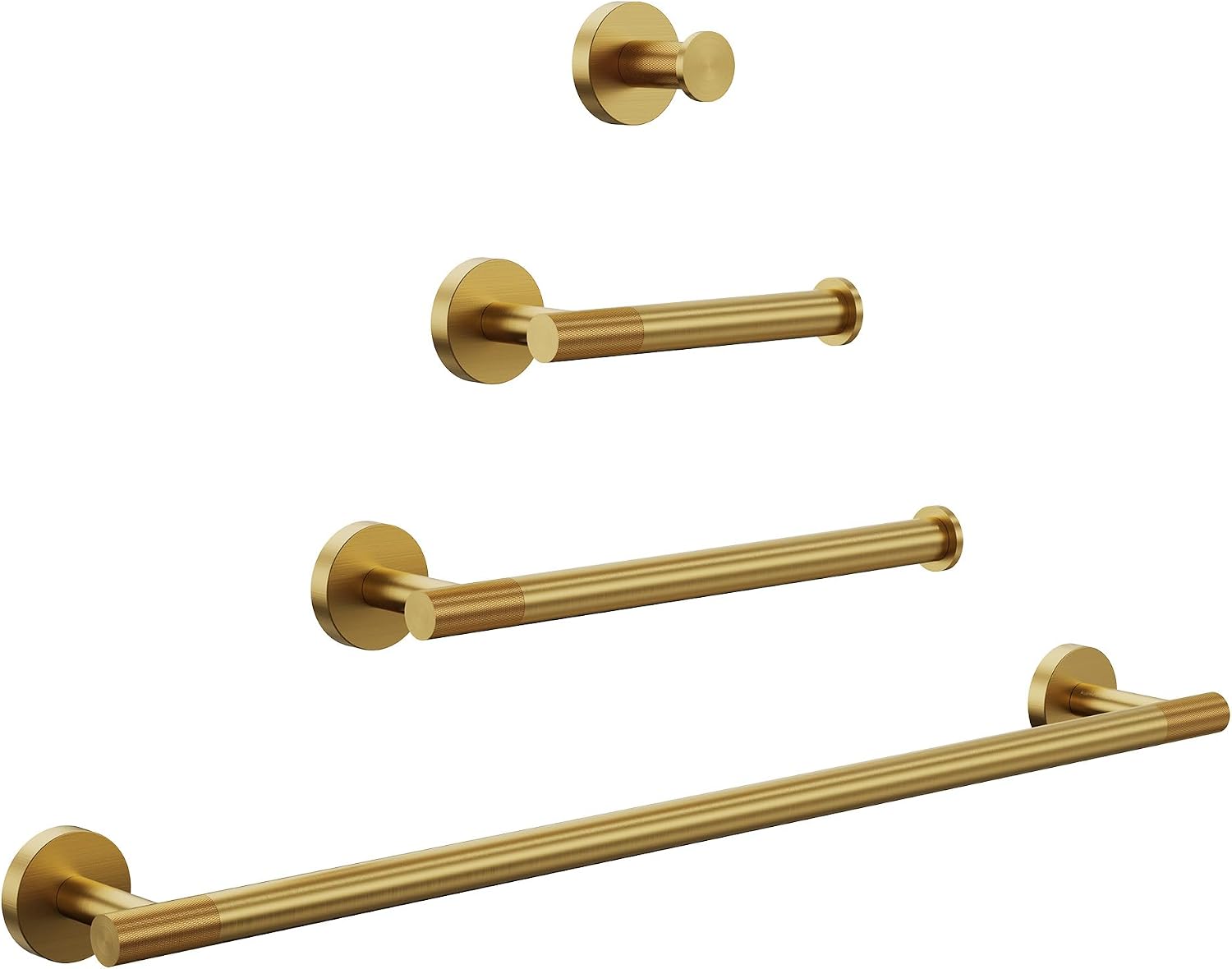 Brushed Gold Bathroom Hardware Accessories Set, Knurled SUS304 Stainless Steel Kit, Towel Bar, Ring, Robe Hook, Paper Holder, Wall Mounted