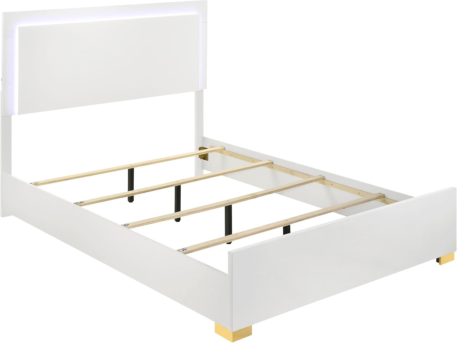 Coaster Home Furnishings Marceline Contemporary 5-Piece Bedroom Set Full Size LED Panel Bed Frame 51-inch Headboard White 222931F-S5