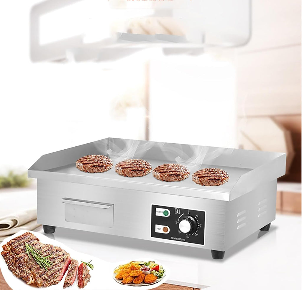 McbeAn Electric Griddle Commercial, 3000W Countertop Flat Top Griddle, 50°-300°C Temperature Adjustable, Even Heating, for Processing Pancakes, Fried Dishes, Omelet, Pizza, Steak, Burger
