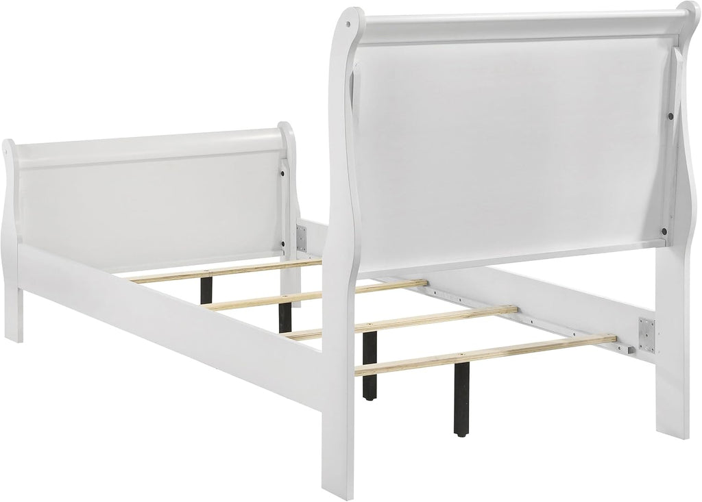 Coaster Home Furnishings Louis Philippe Traditional 4-Piece Bedroom Set Twin Size Sleigh Bed Frame 47-inch Headboard White 202441T-S4