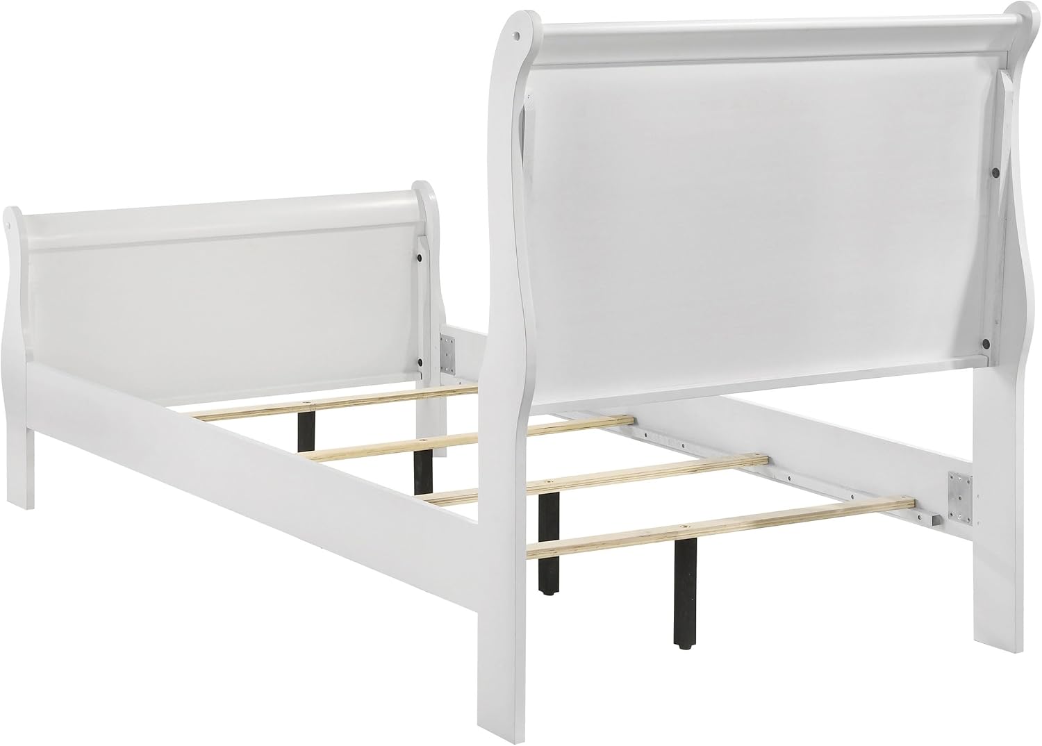 Coaster Home Furnishings Louis Philippe Traditional 4-Piece Bedroom Set Twin Size Sleigh Bed Frame 47-inch Headboard White 202441T-S4