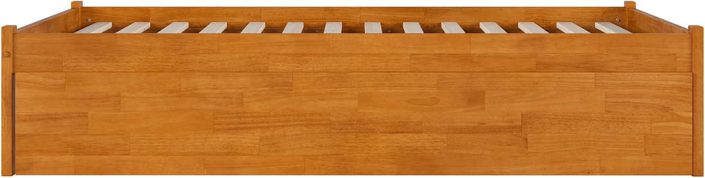 AFI Concord Full Solid Wood Platform Bed with Footboard & Twin Trundle in Light Toffee