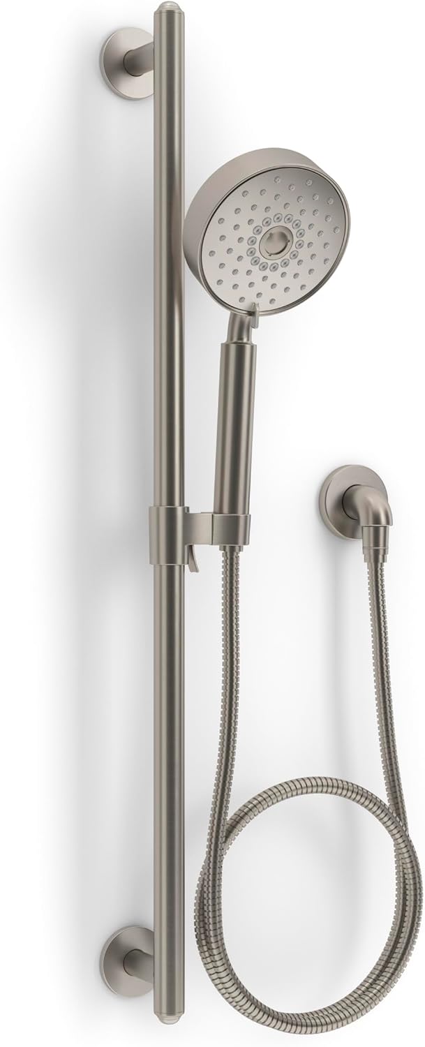 KOHLER 22172-BN Purist Stillness Wall-Mount Supply Elbow with Check Valve for Handshower Hose, Handheld Shower Elbow, Vibrant Brushed Nickel