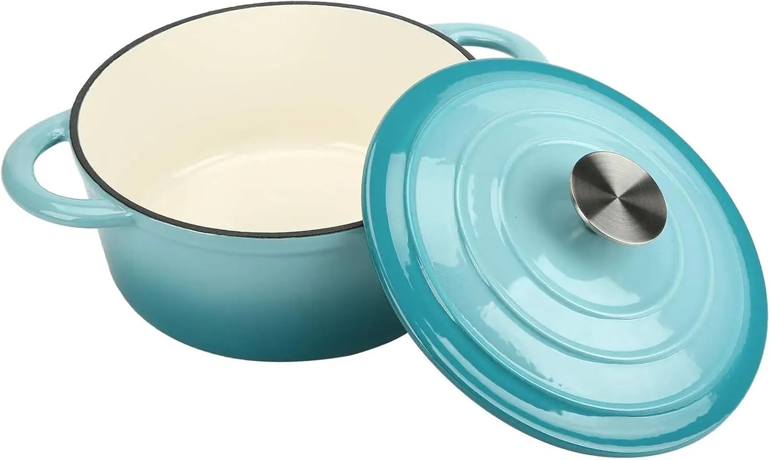 Enameled Cast Iron Soup Pot 26cm for Baking Braiser Cooking 4.5L Saucepan Heavy Braised Pot (Blue)