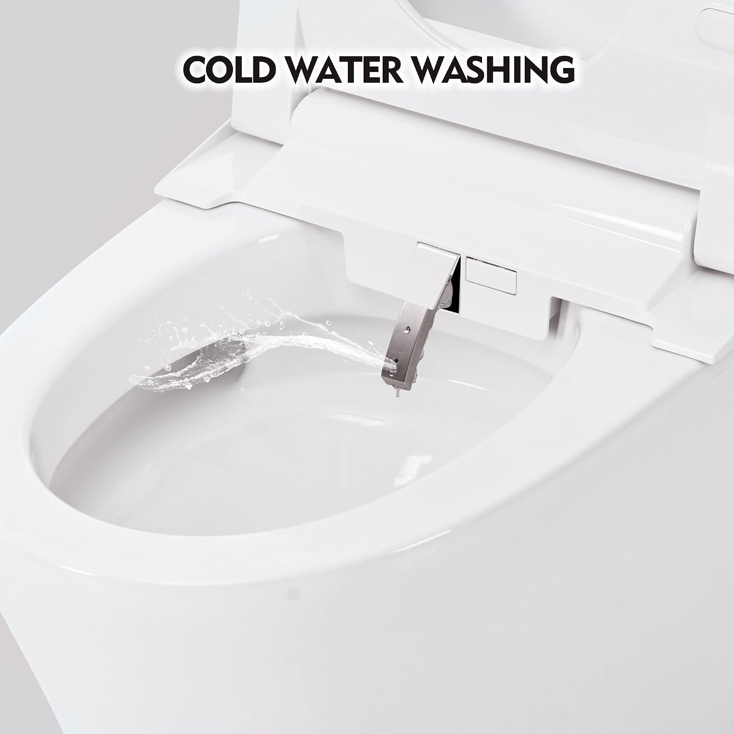 Smart Toilet with Bidet Built in, Tankless Toilet Bidet with Self-Cleaning Nozzle, Cold Water Washing, Foot Sensor Flush, Knob Control, and LED Light