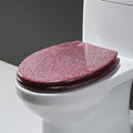 Toilet Seat Resin Glitter Toilet Seat, Sparkle Toilet Seat Cover Round Oval, Easy Installation and Cleaning, Soft Close Toilet Seat (Pink)
