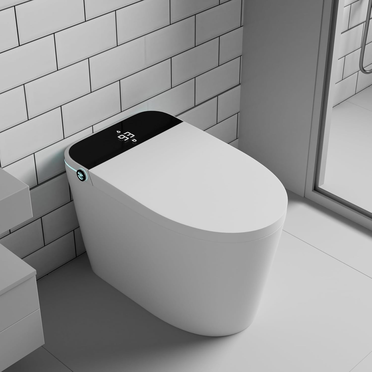 Sounor Modren Smart Tankless Toilet With Bidet Built In Comfort Height Elongated Rear Front Warm Water Cleaning Powerful Dryer Heated Seat,Foot SensorControl,Auto Open & Close Lid
