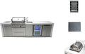 Mont Alpi 120'W Deluxe Stainless Steel Outdoor Kitchen Island with 32'W 4-Burner BBQ Gas Grill + Beverage Center Faucet & Sink + Refrigerator + Side Burner Pizza Oven + Charcoal Tray + Griddle Plate