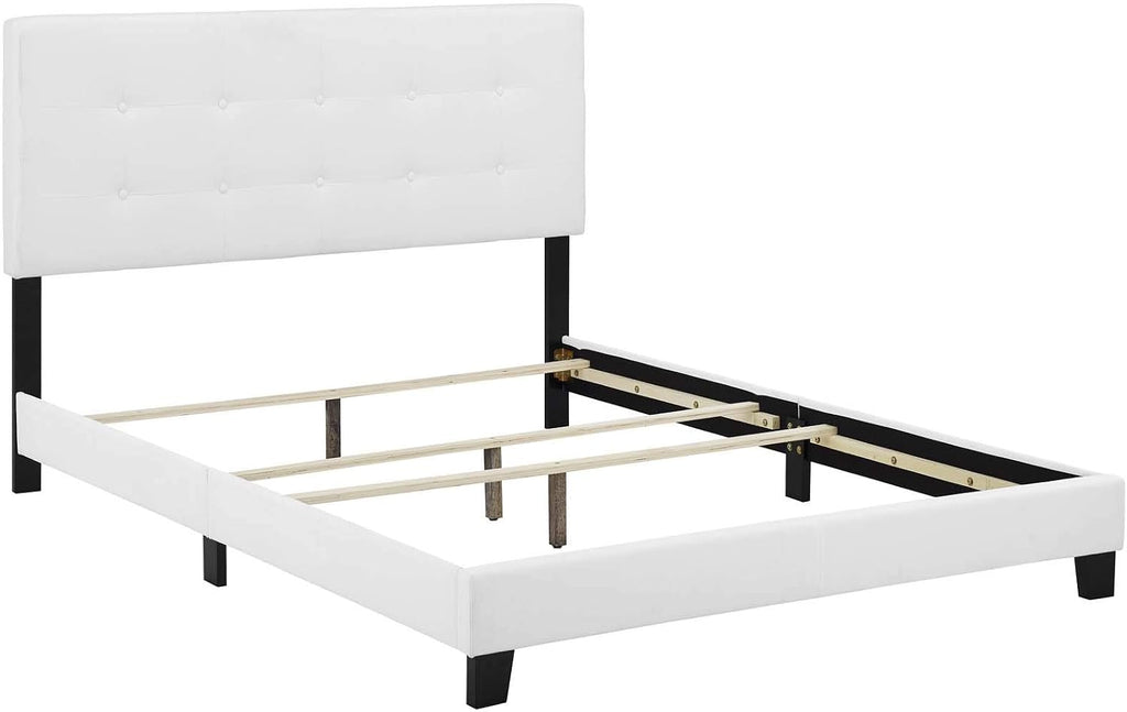 Modway Amira Tufted Fabric Upholstered Full Bed Frame With Headboard In White