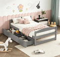 Bellemave Twin Kids Bed with Storage 2 Drawers and Headboard, Wood Twin Daybed with Storage, BedFrames for Kids, Adults, Gray