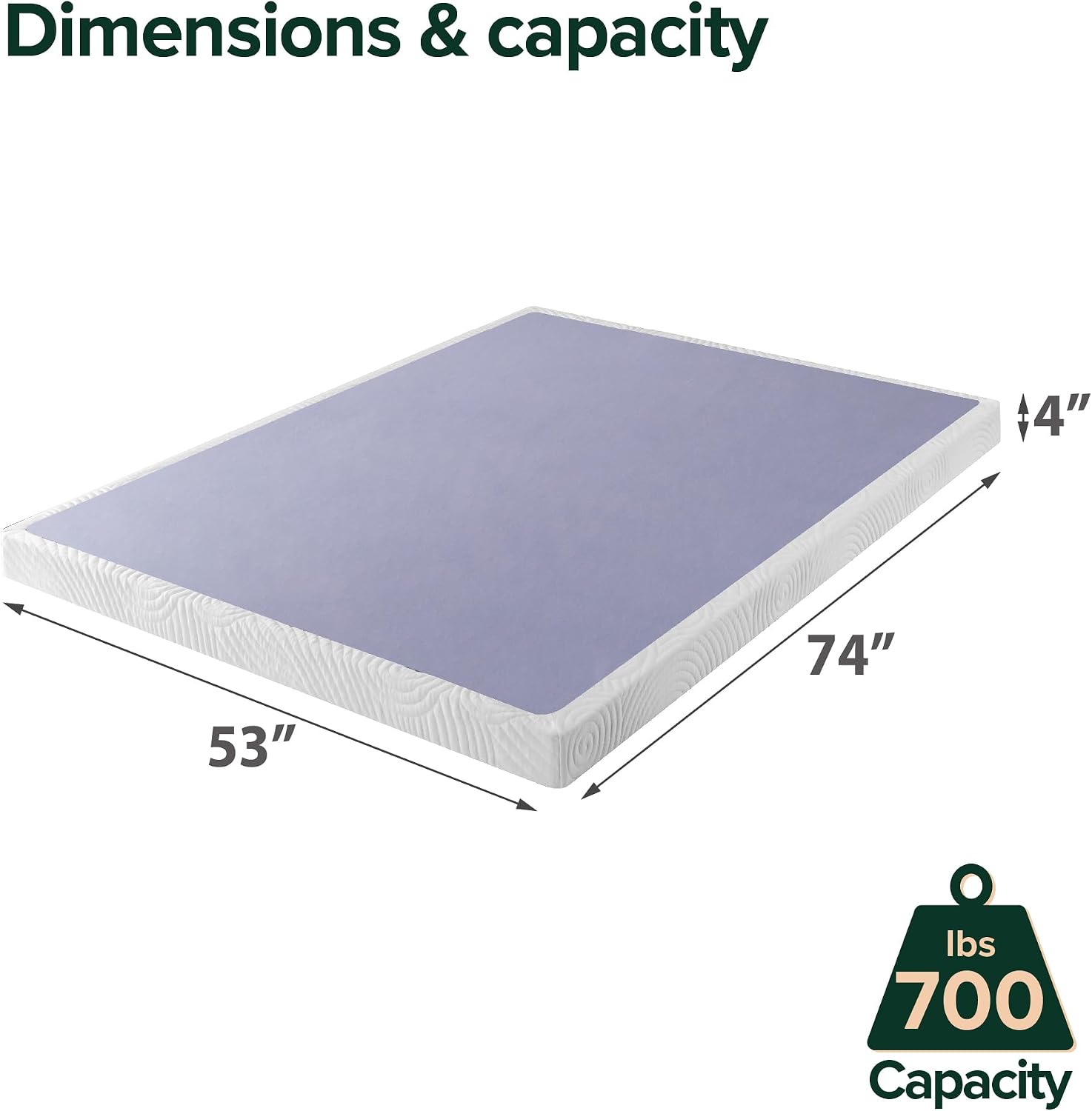 ZINUS Edgar 4 Inch Wood Box Spring, Mattress Foundation, Sturdy Wood Structure, Low Profile, Easy Assembly, Full