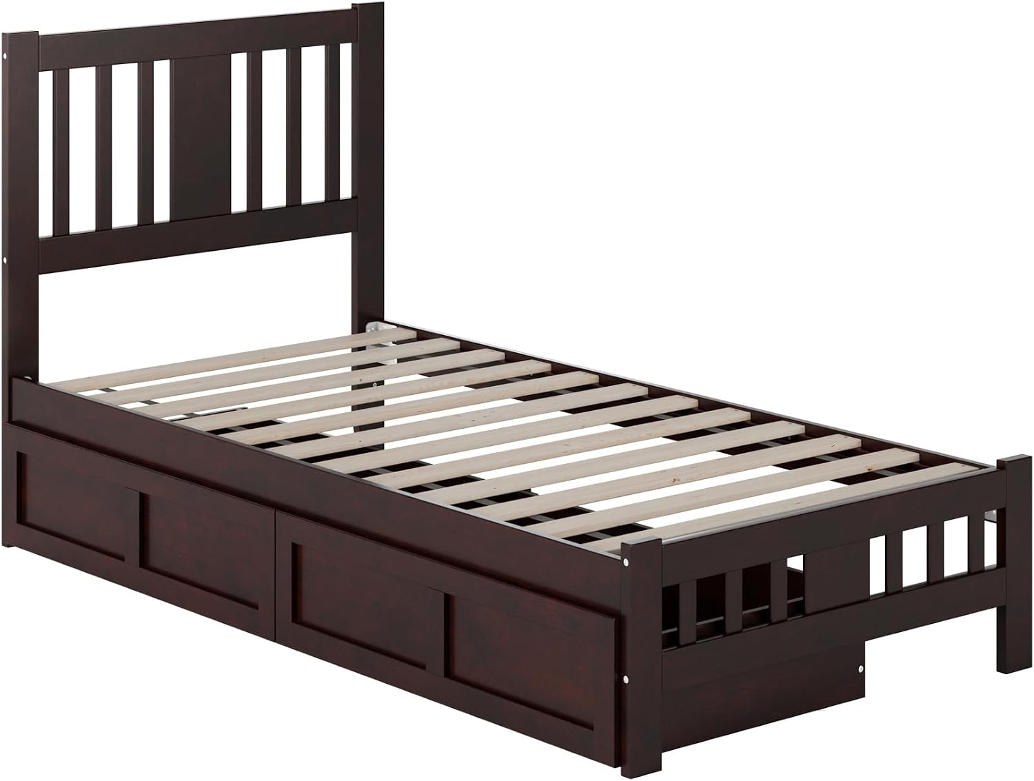 AFI, Tahoe Twin Platform Bed with Matching Footboard & Set of 2 Under-Bed Storage Drawers, Espresso