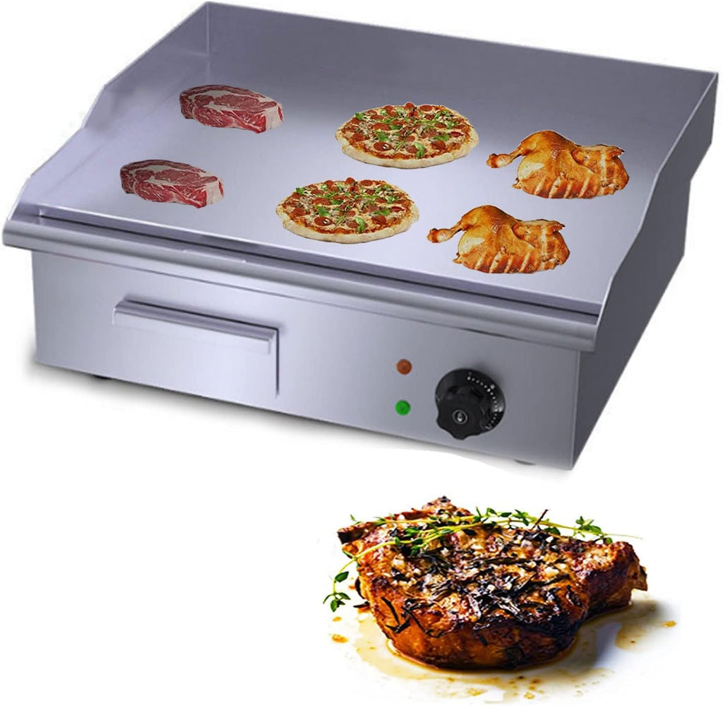 Commercial Electric Griddle, Electric Countertop Flat Top Griddle,Teppanyaki Stainless Steel Grill with Dual Temperature Control for Fry Eggs Pies Hamburgers Bacon-818