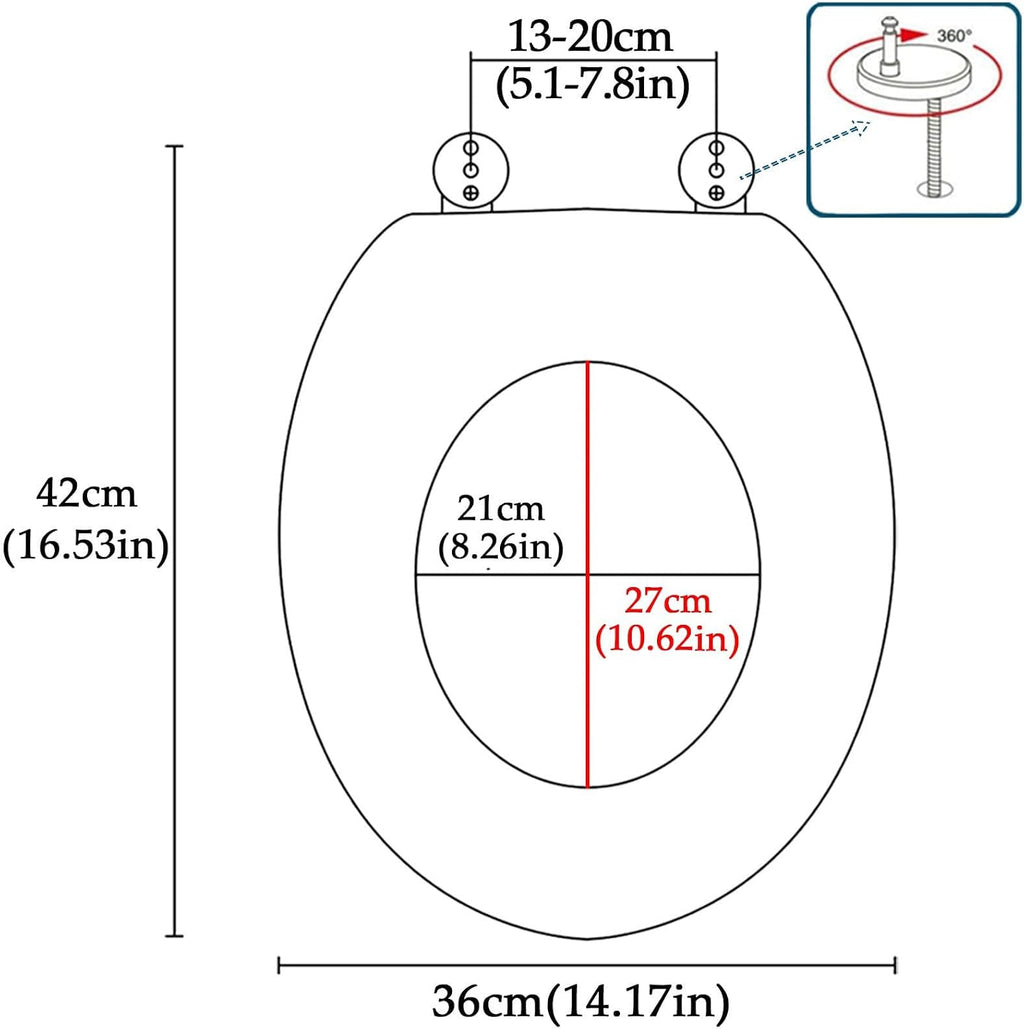 Toilet Seat Resin Toilet Seat Round, Purple Toilet Seat, Elongated Toilet Seat Slow Close,Quick Release Easy to Install Easy to Clean 16.5' × 14.2' (Clear)