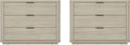Manhattan Comfort Evelyn Modern Nightstand with Drawers, Minimalist Wood Bedside Table with Rounded Edges & Raised Mop Base, Versatile & Multifunctional Accent Table, Set of 2, Natural