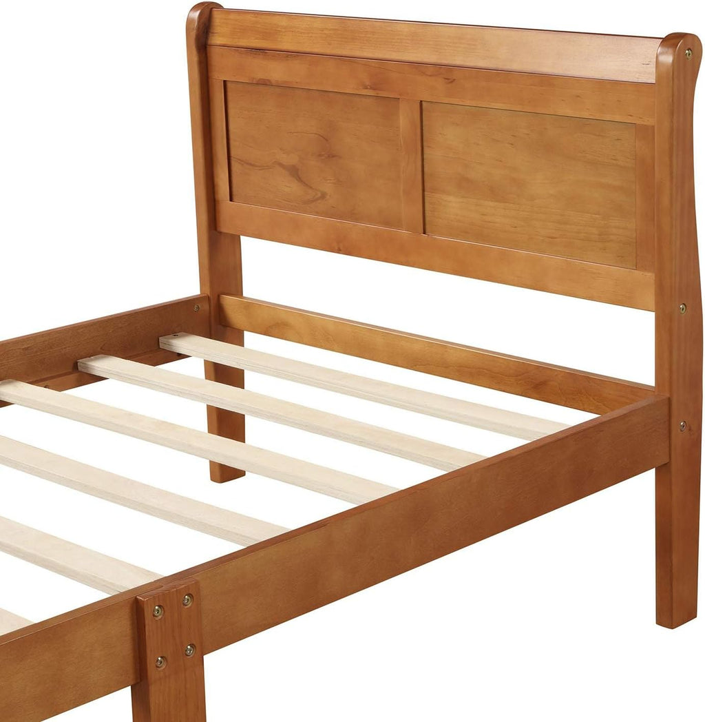 Harper & Bright Designs Solid Oak Wood Twin Bed Frame for Kids,Naturalista Kids Twin Platform Bed Frame with Headboard/Footboard/Wood Slat Support,No Box Spring Needed, Easy Assembly - Oak